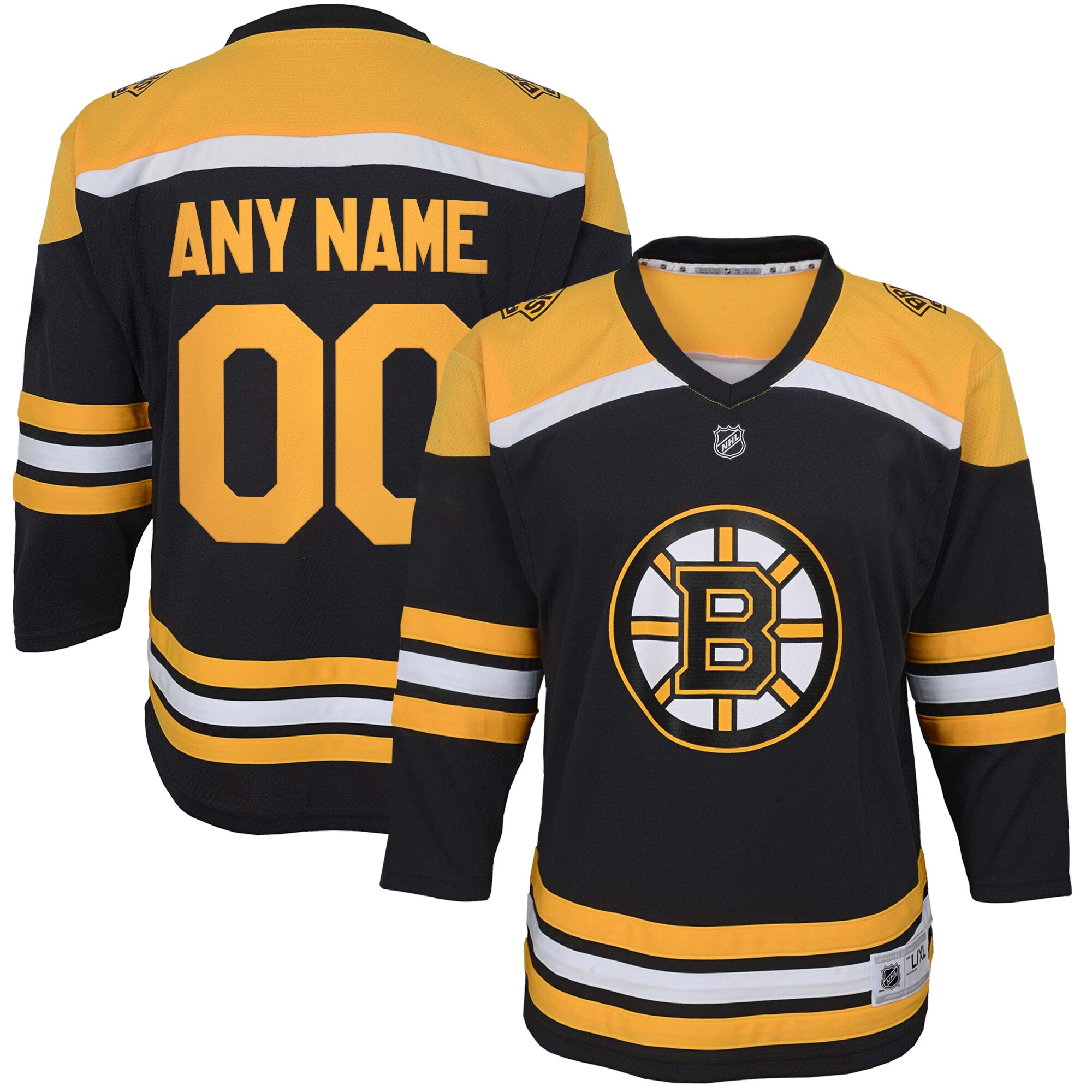 Boston Bruins Black Home Custom NHL Jersey Youth