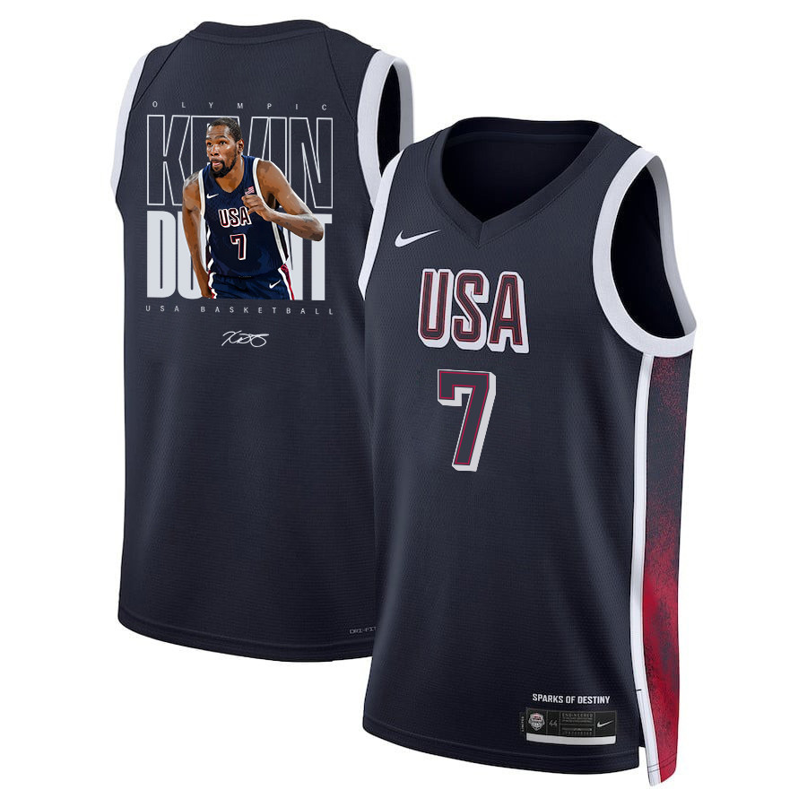 Kevin Durant 7 KD USA Unisex 2024 Swingman Player Navy NBA Jersey Unisex