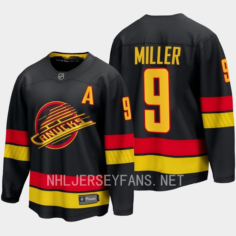 Vancouver Canucks J.T. Miller 9 2023-24 Alternate Breakaway Black NHL Jersey Men's