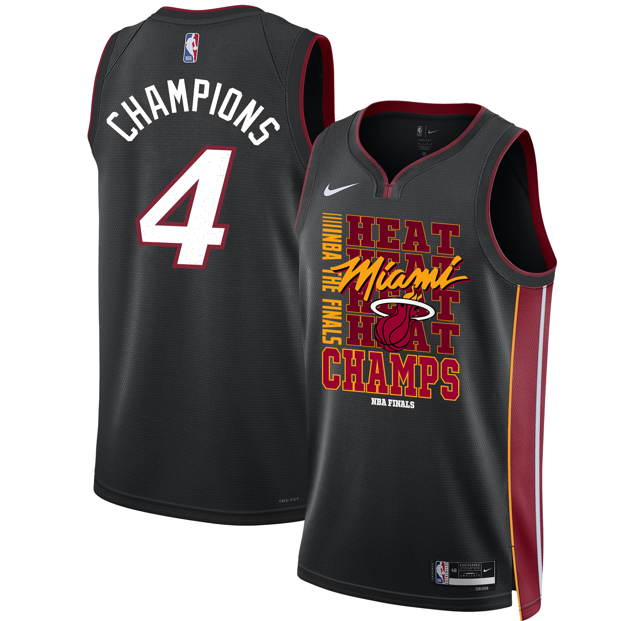 Miami Heat 2023 The Finals Champions Swingman Black NBA Jersey Men's