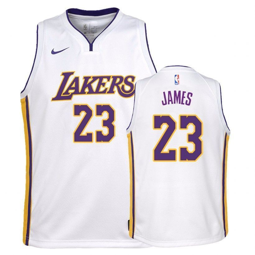 Los Angeles Lakers Lebron James 23 Associatio White NBA Jersey Youth