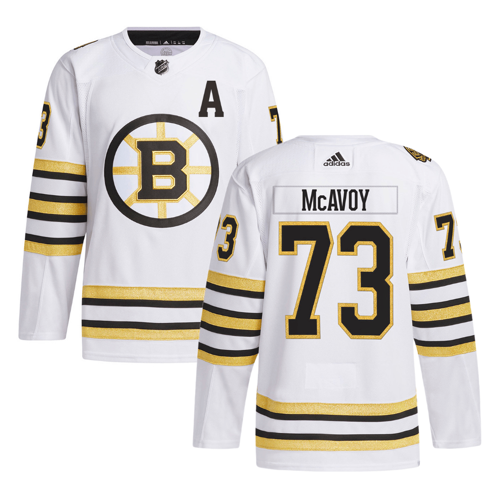 Charlie McAvoy 73 Boston Bruins 100th Anniversary Primegreen Away White NHL Jersey Men's