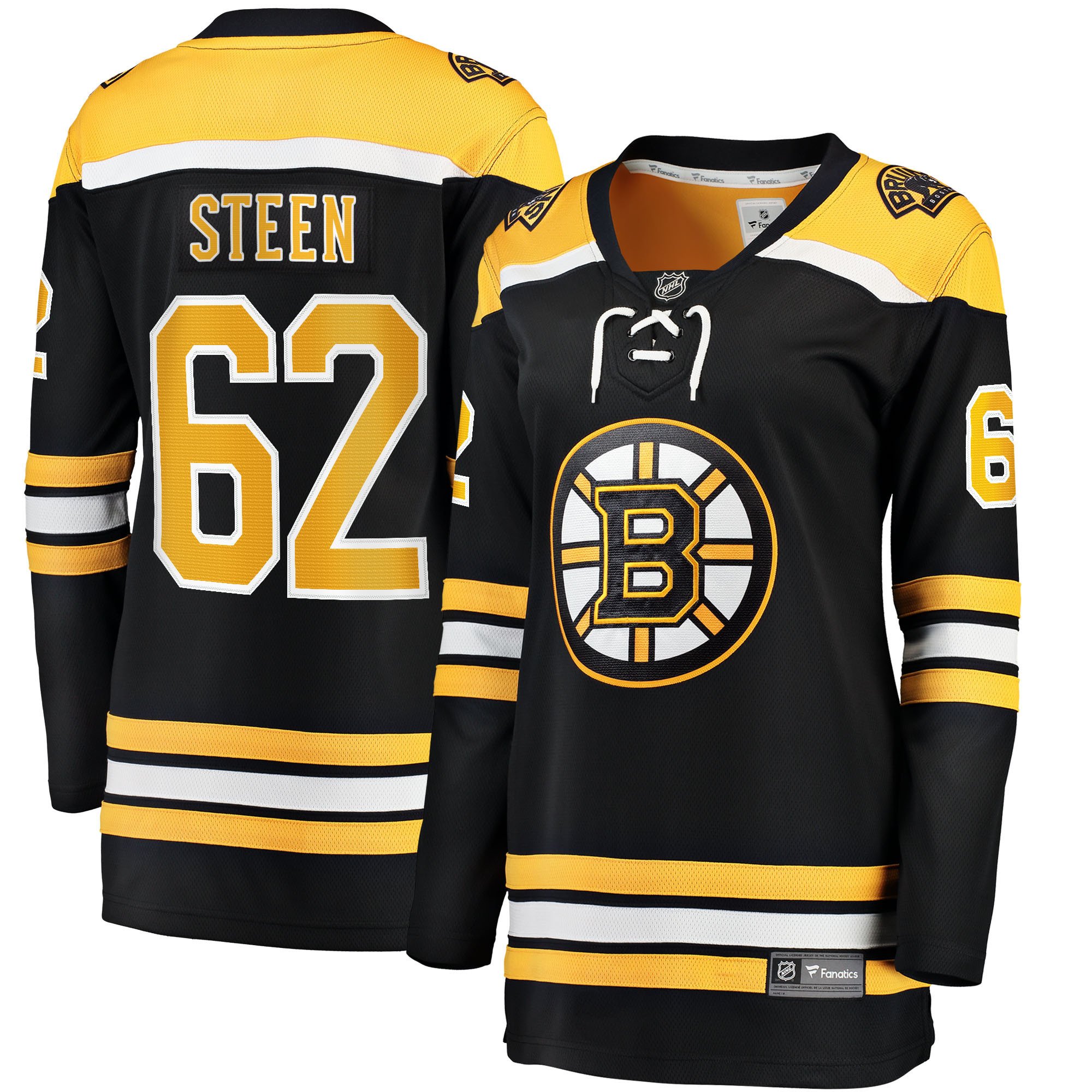 Oskar Steen 62 Boston Bruins Home Breakaway Women, Black NHL Jersey Women's