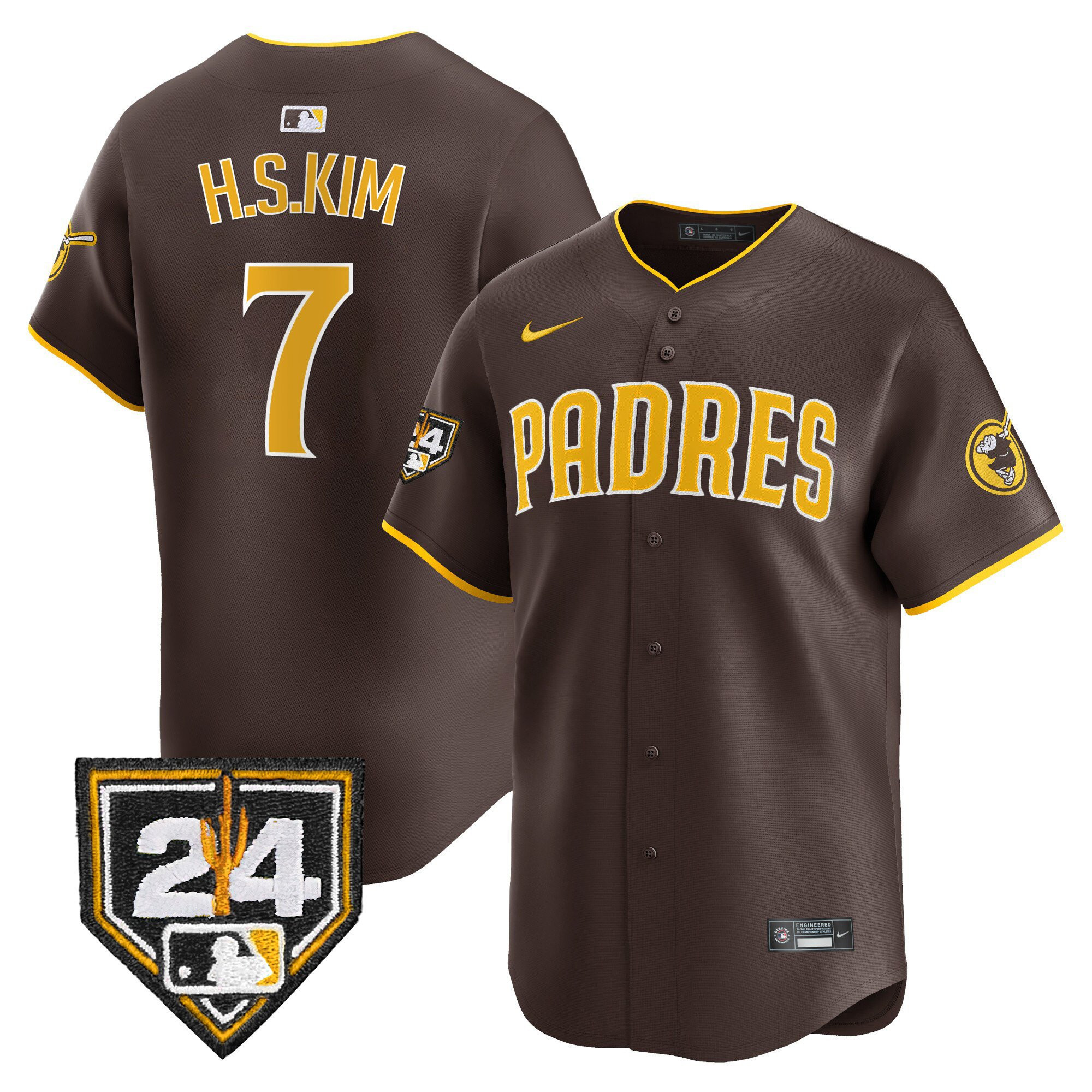 Ha-Seong Kim 7 San Diego Padres 2024 Spring Training Brown MLB Jersey Men's