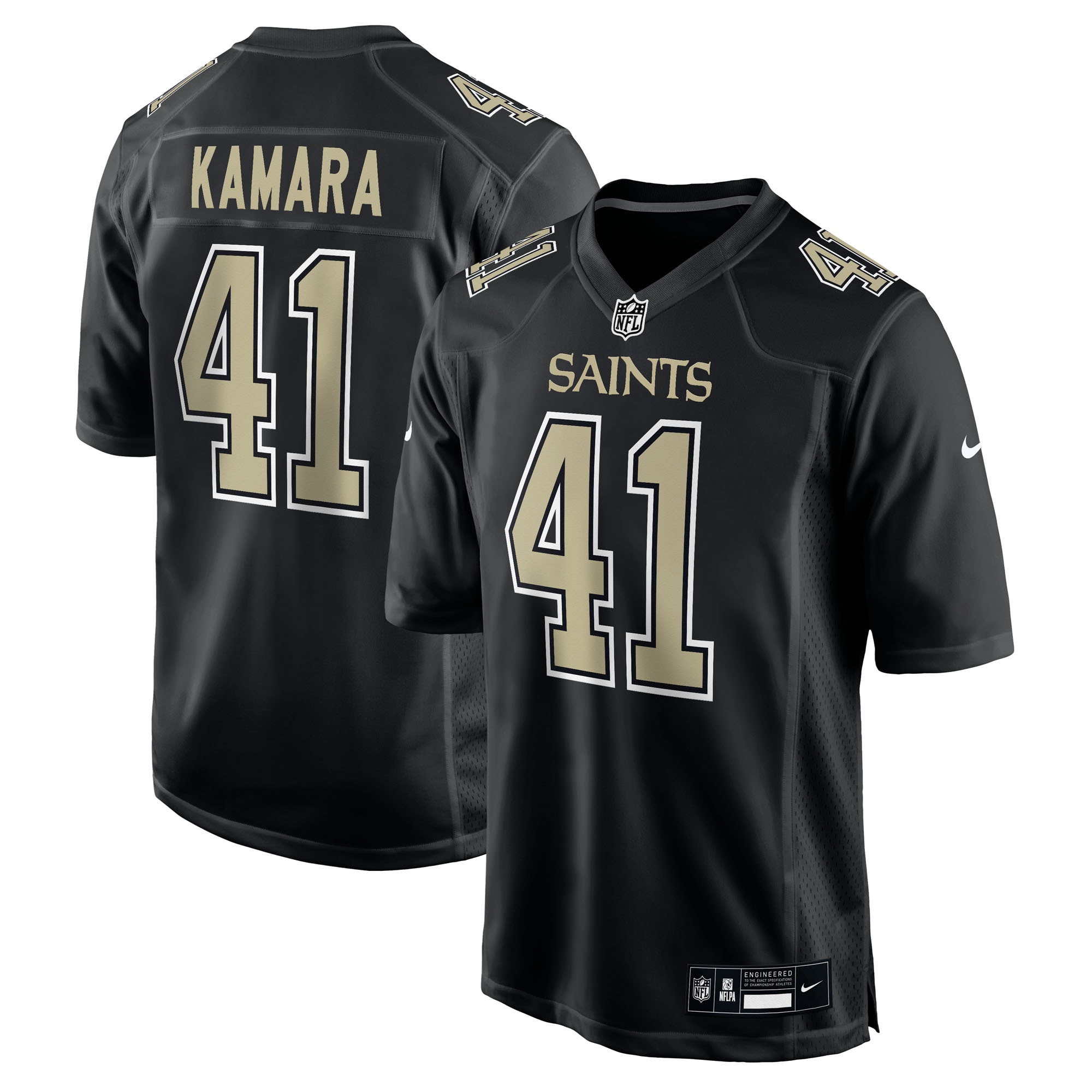 New Orleans Saints Alvin Kamara Carbon Black Fashion Game NFL Jersey Men's
