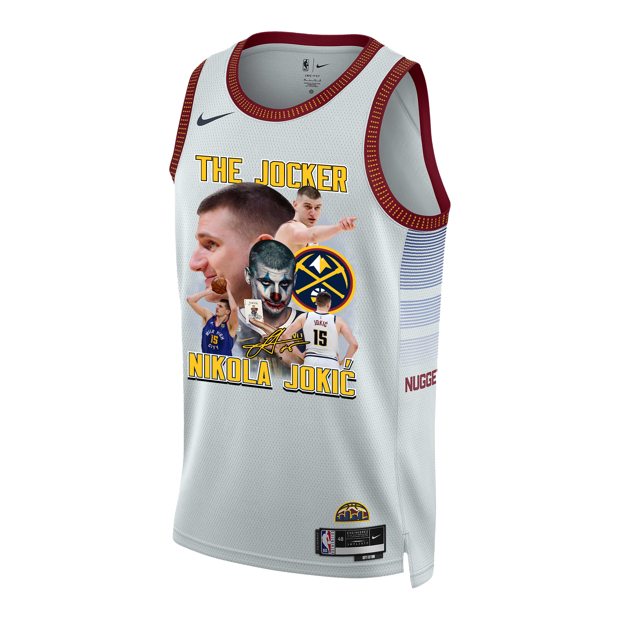 Nikola Jokic 15 Denver Nuggets Joker's Magic 2023 Champions Swingman White NBA Jersey Men's