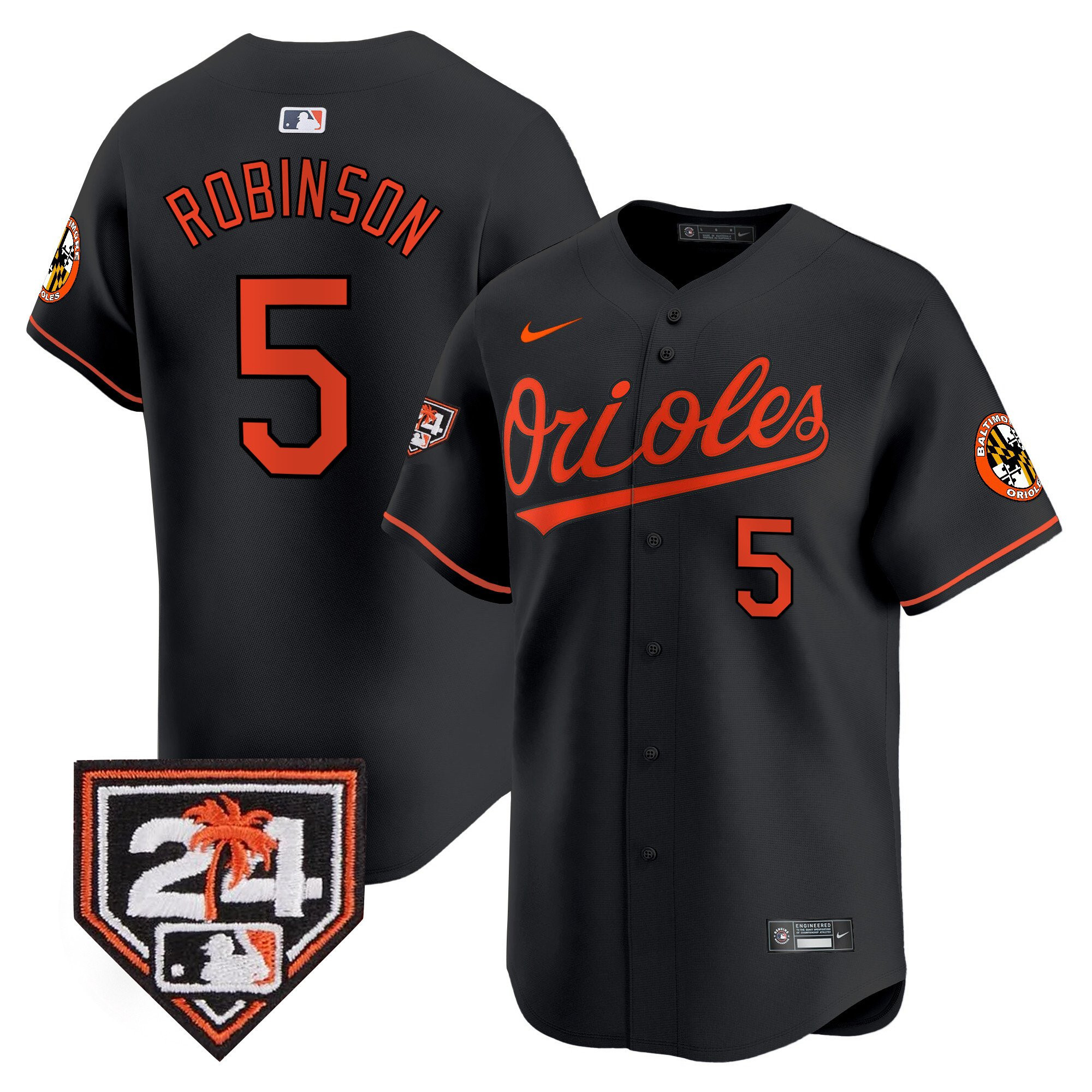 Brooks Robinson 5 Baltimore Orioles 2024 Spring Training Patch Black MLB Jersey Men's
