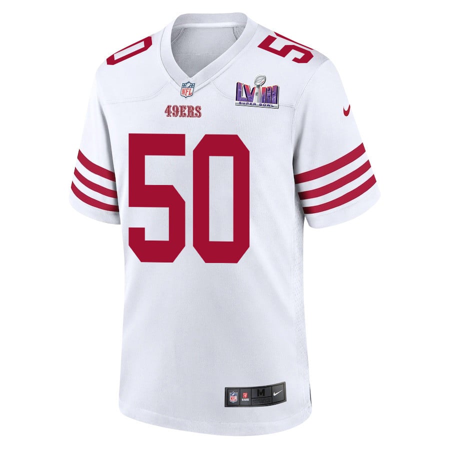 Jalen Graham 50 San Francisco 49ers Super Bowl LVIII Patch Game White NFL Jersey Men's