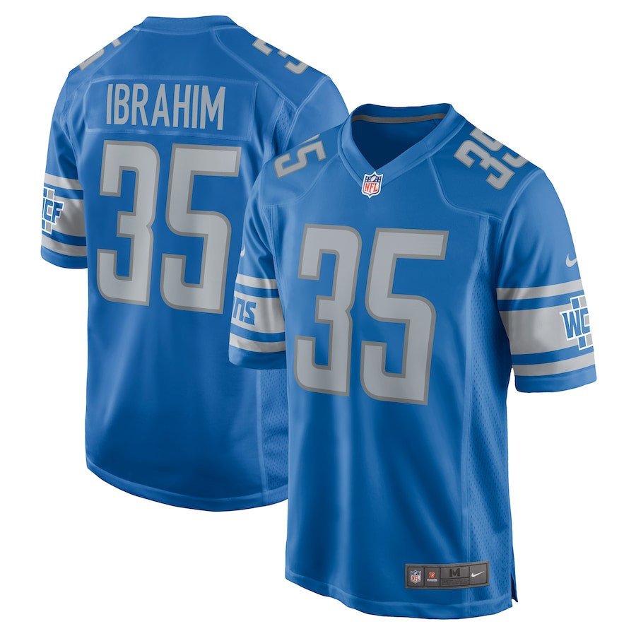 Mohamed Ibrahim 35 Detroit Lions Game Blue NFL Jersey Men's