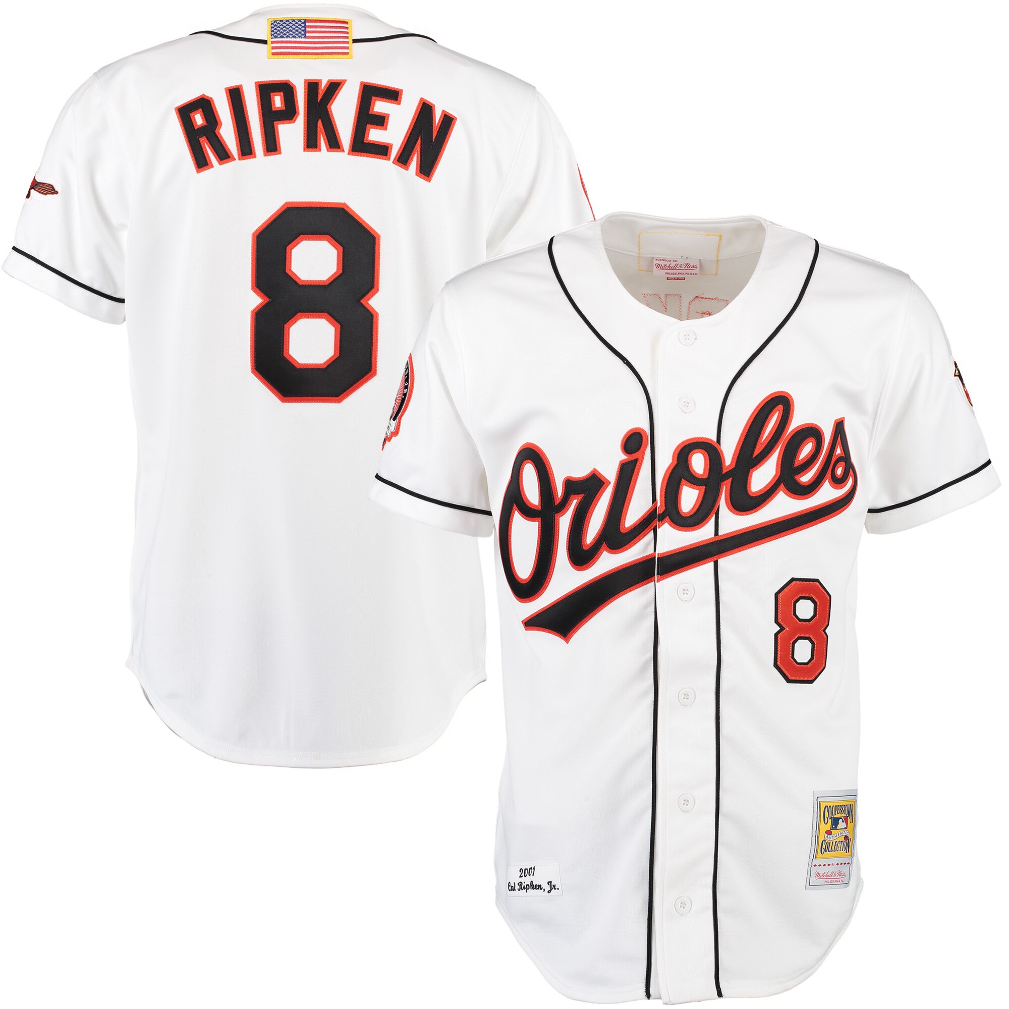 Baltimore Orioles Cal Ripken Mitchell Ness White Home MLB Jersey Men's