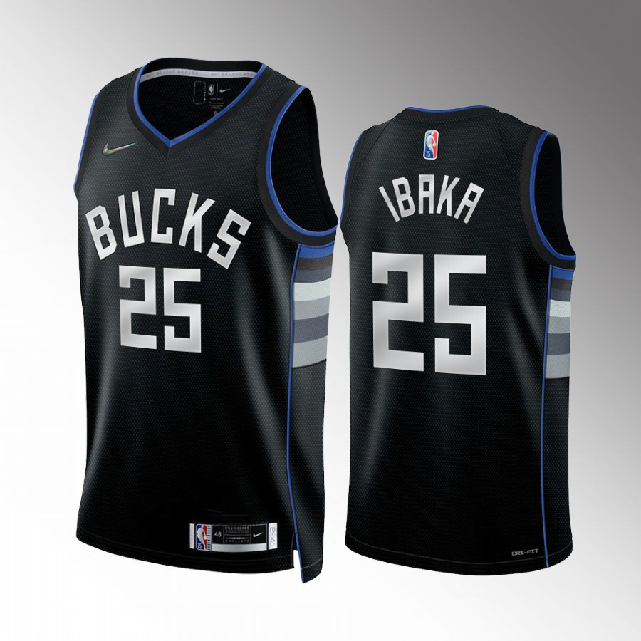 Milwaukee Bucks Serge Ibaka 25 Select Series Black NBA Jersey Men's