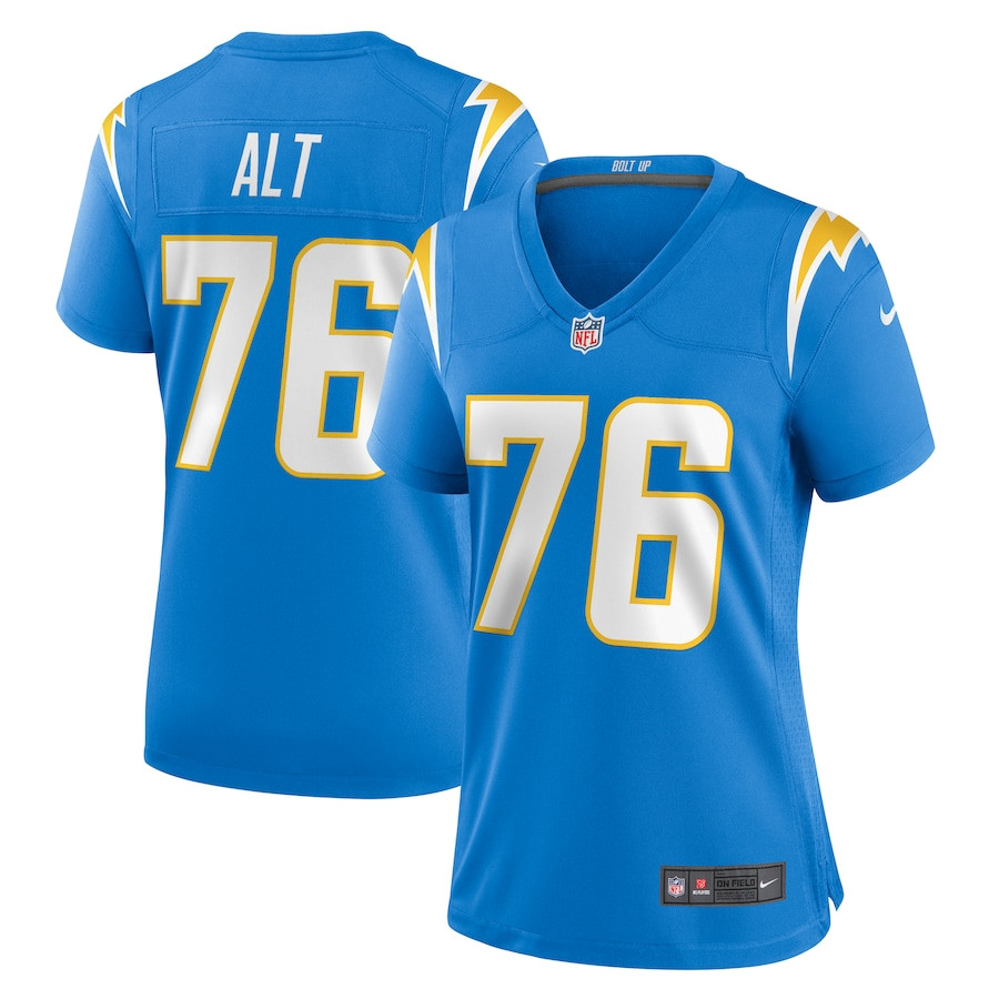 Joe Alt 76 Los Angeles Chargers Game Powder Blue NFL Jersey Women's