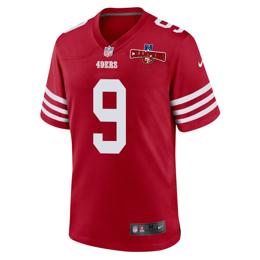 Brayden Willis 9 San Francisco 49ers NFC Champions Patch Game Scarlet NFL Jersey Men's