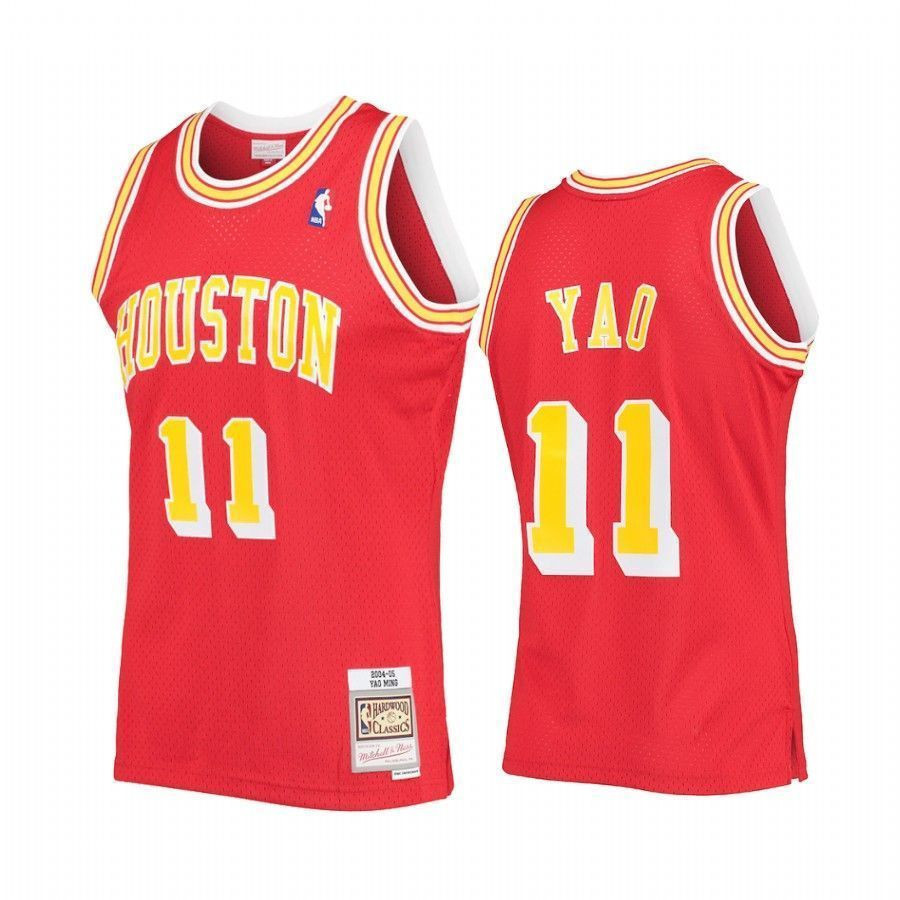 Yao Ming 11 Houston Rockets Red Hardwood Classics NBA Jersey Men's