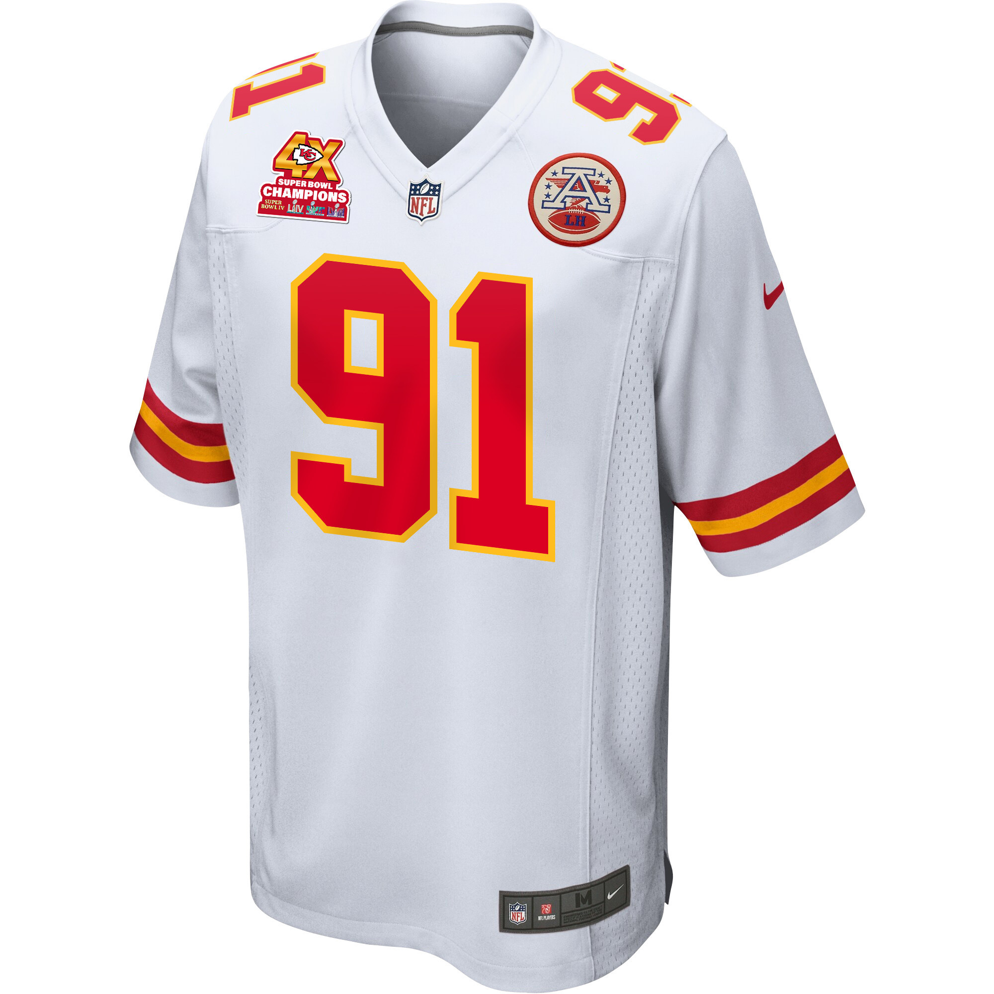 Derrick Nnadi 91 Kansas City Chiefs Super Bowl LVIII Champions 4X Game White NFL Jersey Men's
