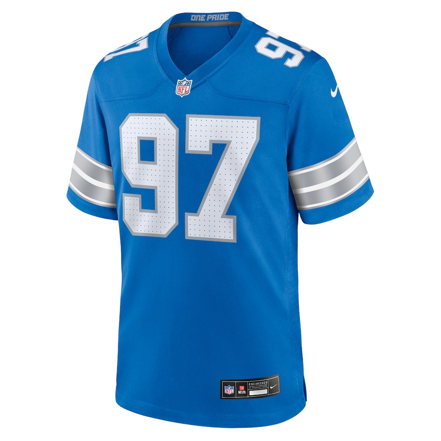 Aidan Hutchinson 97 Detroit Lions Game Blue NFL Jersey Men's