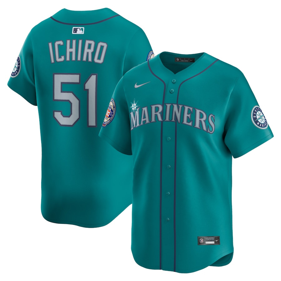 Ichiro Suzuki 51 Seattle Mariners 2025 National Hall of Fame Alternate Limited Player Aqua MLB Jersey Men's
