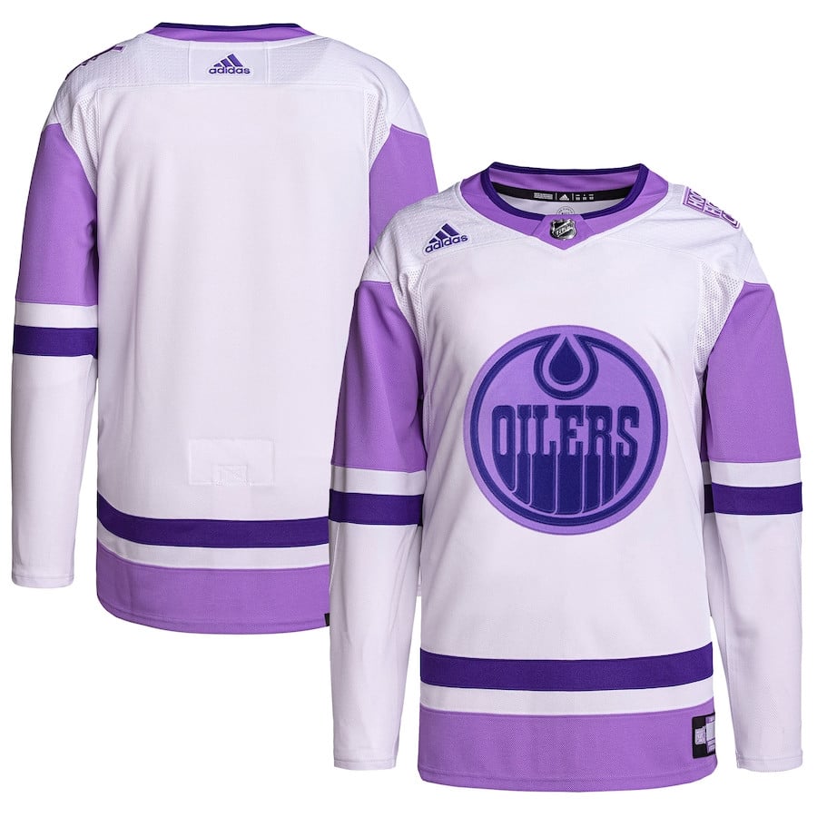 Edmonton Oilers Fights Cancer Primegreen White/Purple NHL Jersey Men's