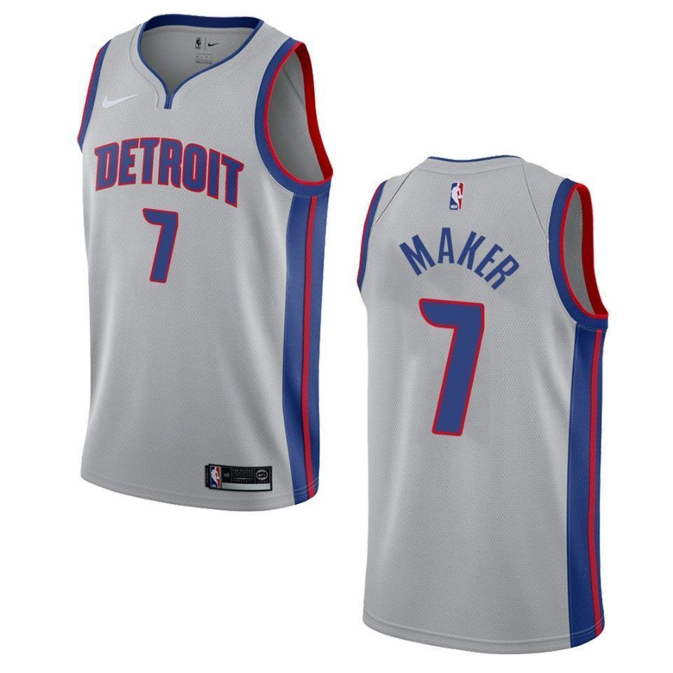 Detroit Pistons 7 Thon Maker Statement Swingman Gray NBA Jersey Men's
