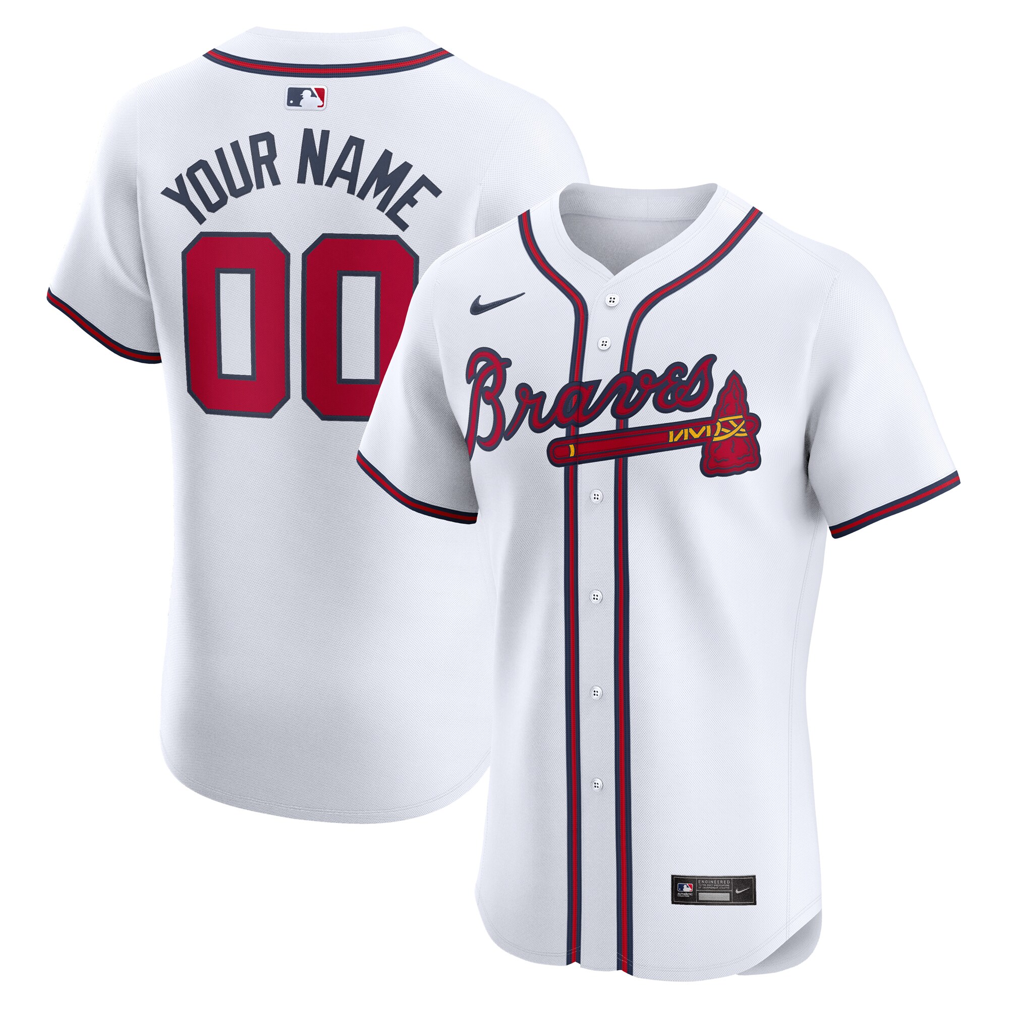 Atlanta Braves White Home Elite Custom MLB Jersey Men's