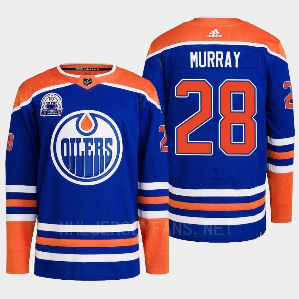 Edmonton Oilers Ryan Murray 28 Royal Primegreen Lee Ryan Hall Of Fame Patch 2022 NHL Jersey Men's