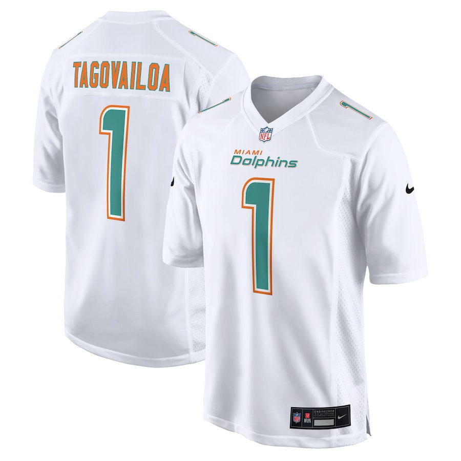 Tua Tagovailoa 1 Miami Dolphins Fashion Game White NFL Jersey Men's