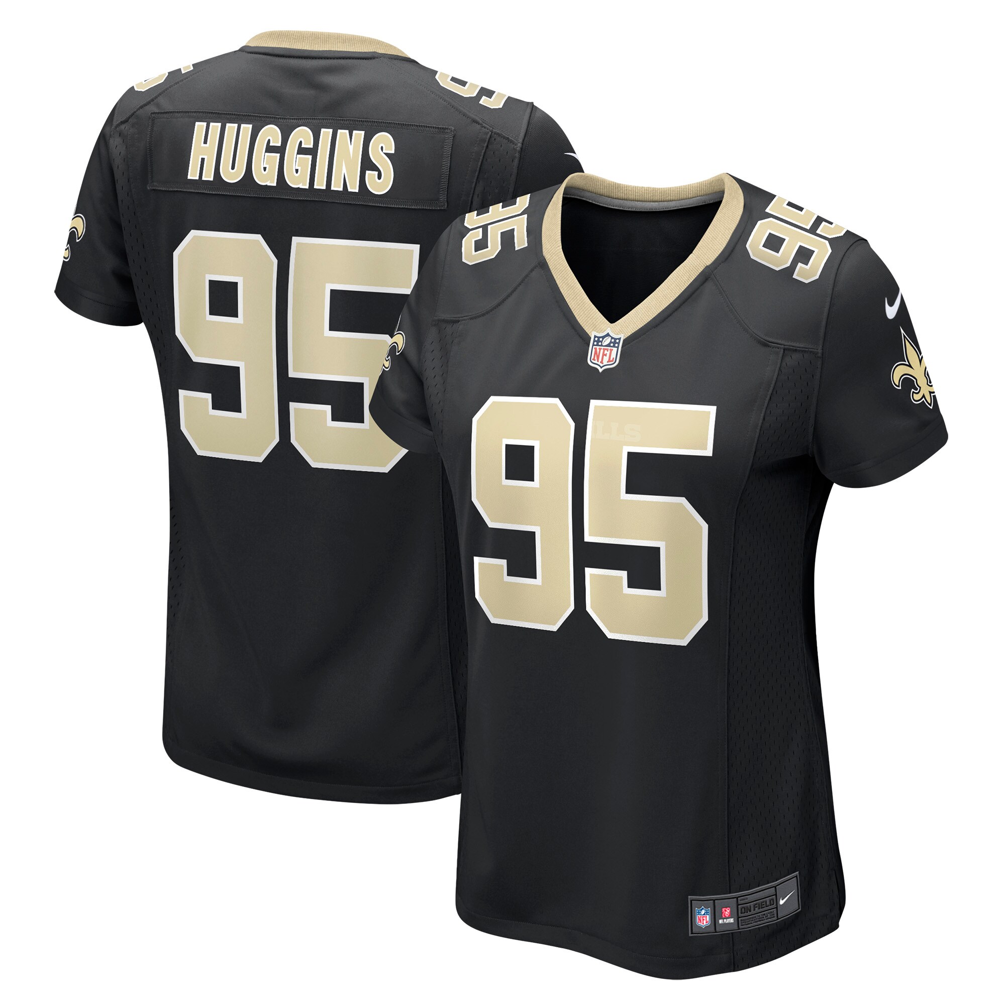 New Orleans Saints Albert Huggins Black Player Game NFL Jersey Women's