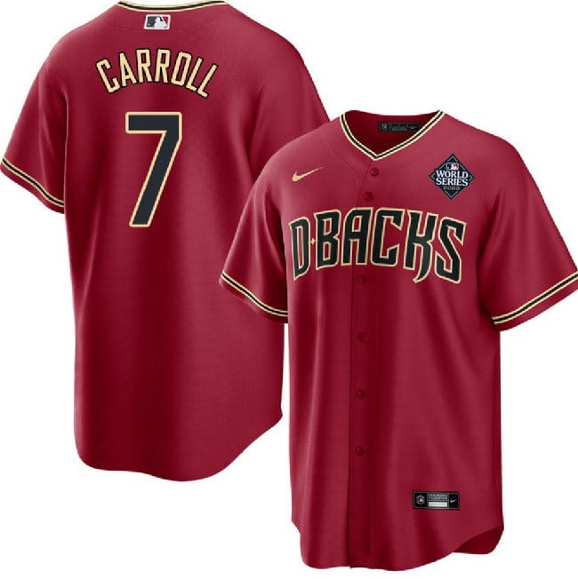 Corbin Carroll 7 Arizona Diamondbacks 2023 World Series Red MLB Jersey Men's