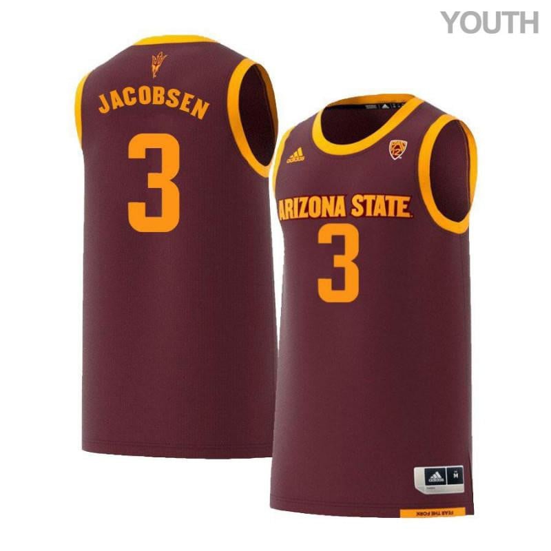 3 Eric Jacobsen Maroon Retro Arizona State Sun Devils NCAA Jersey Youth