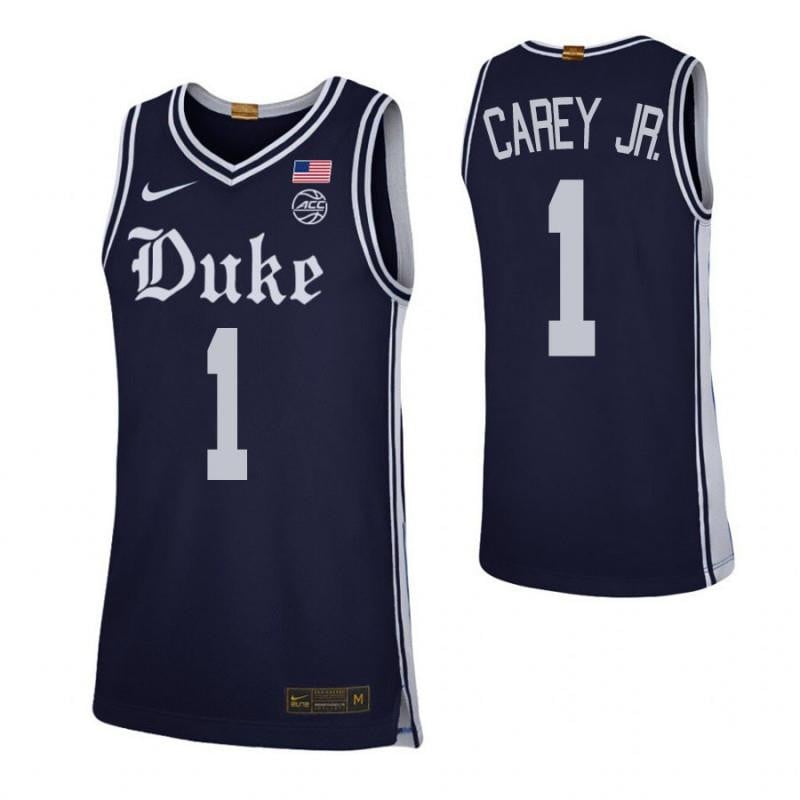 1 Vernon Carey Jr Navy Elite Duke Blue Devils NCAA Jersey Men's