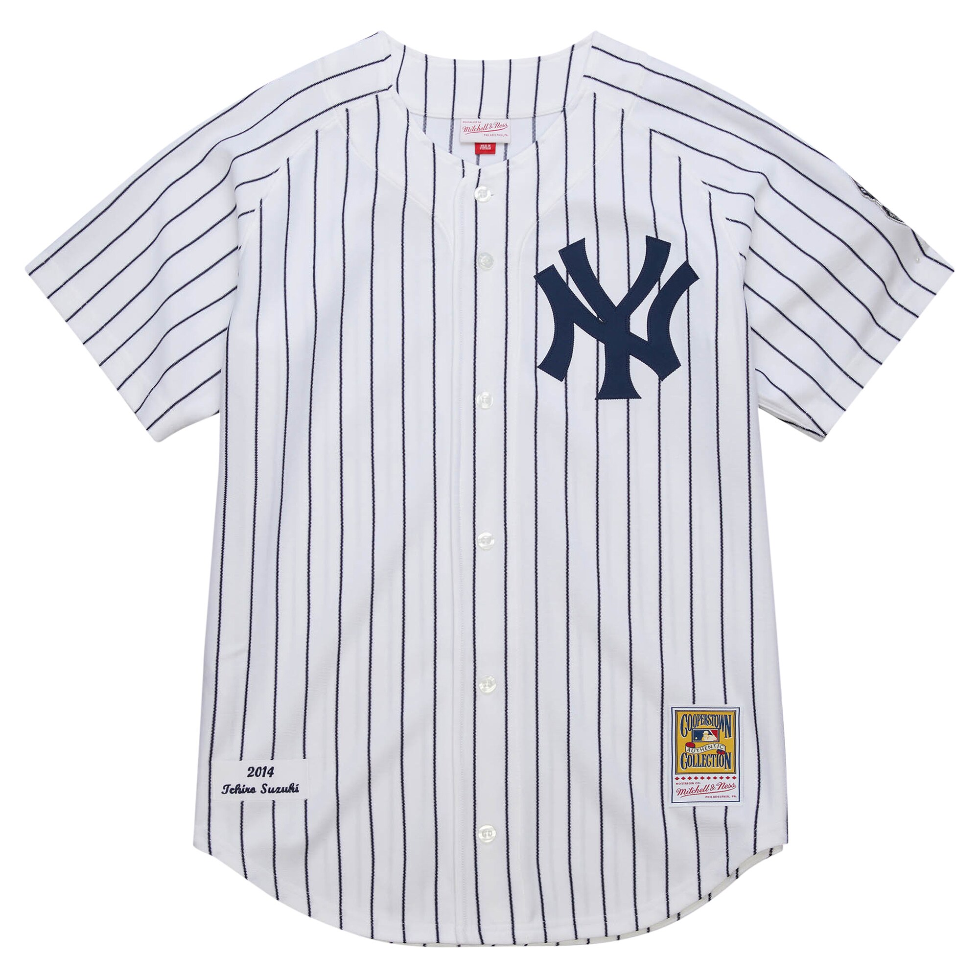 New York Yankees Ichiro Suzuki Mitchell Ness White 2014 Cooperstown Collection Throwback MLB Jersey Men's