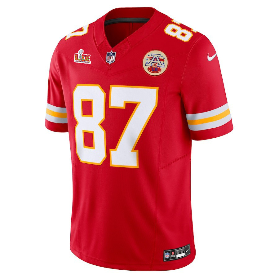 Travis Kelce #87 Kansas City Chiefs Super Bowl LIX Red NFL Jersey Youth