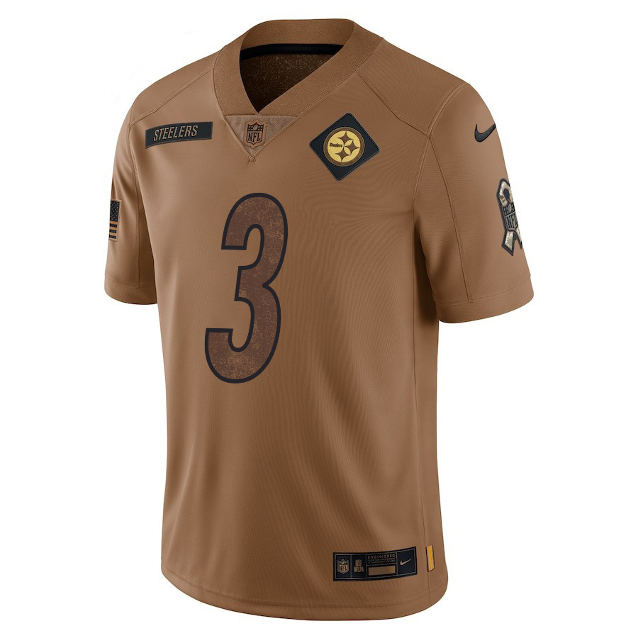 Russell Wilson 3 Pittsburgh Steelers 2023 Salute To Service Limited Brown NFL Jersey Men's
