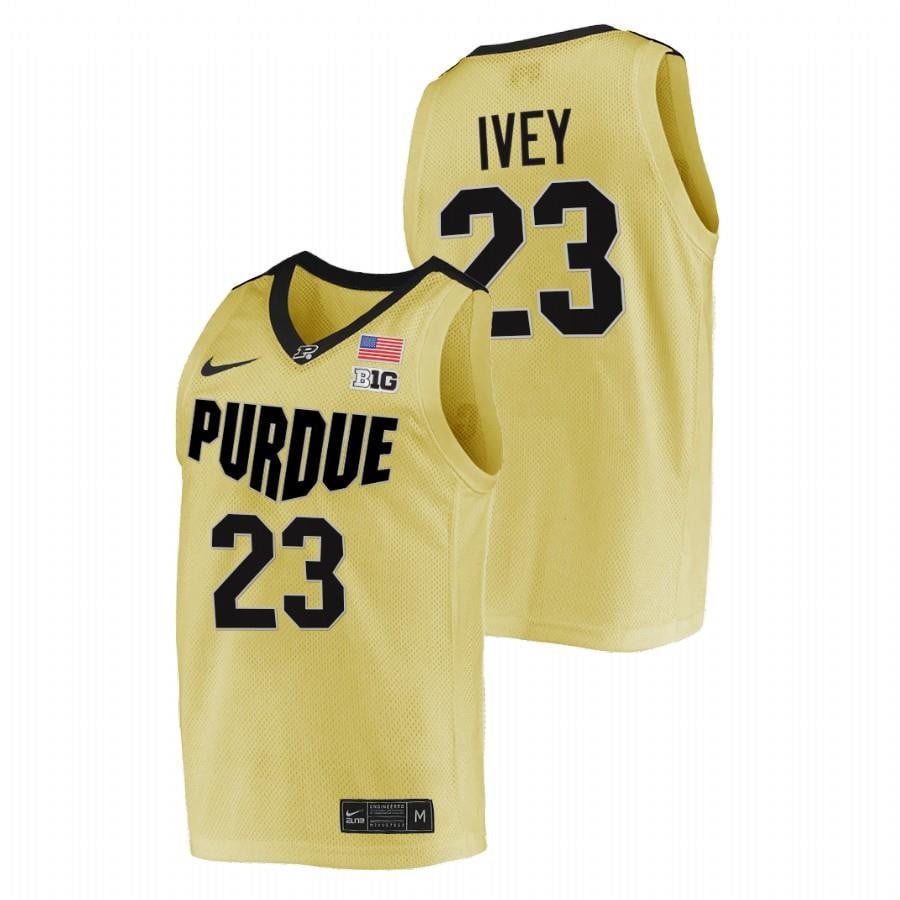 Jaden Ivey 23 Gold Purdue Boilermakers 2023 Top overall seed College NCAA Jersey Men's
