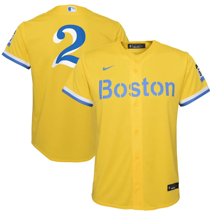 Xander Bogaerts 2 Boston Red Sox City Connect Gold MLB Jersey Youth