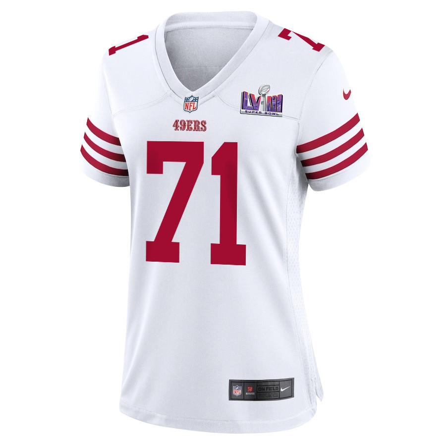 Trent Williams 71 San Francisco 49ers Super Bowl LVIII Patch Game White NFL Jersey Women's