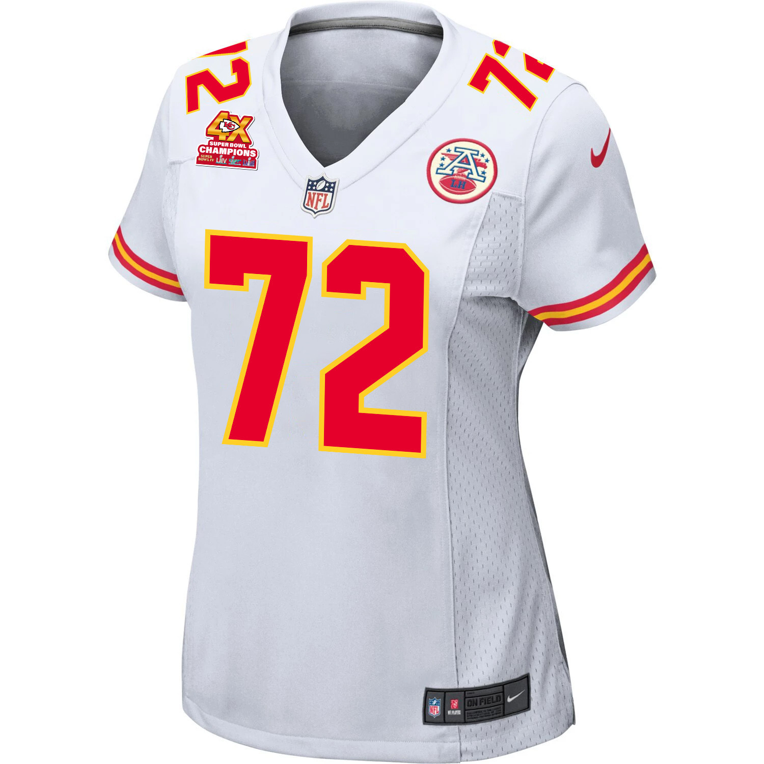 Chukwuebuka Godrick 72 Kansas City Chiefs Super Bowl LVIII Champions 4X Game White NFL Jersey Women's