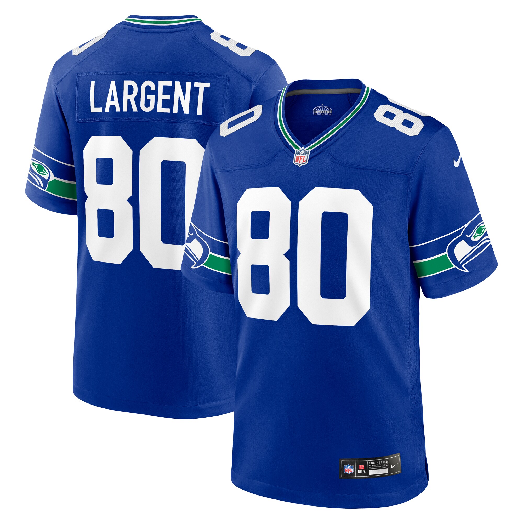 Seattle Seahawks Steve Largent Royal Throwback Retired Player Game NFL Jersey Men's