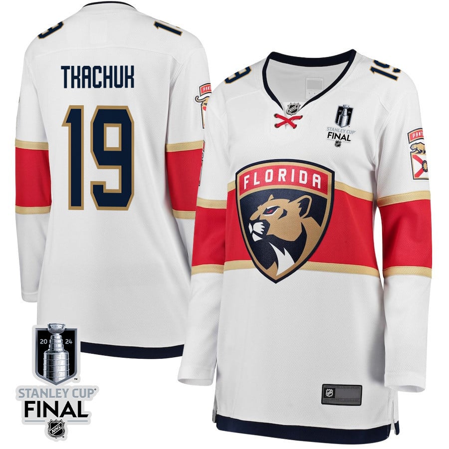 Matthew Tkachuk 19 Florida Panthers 2024 STANLEY CUP Final Away Breakaway White NHL Jersey Women's