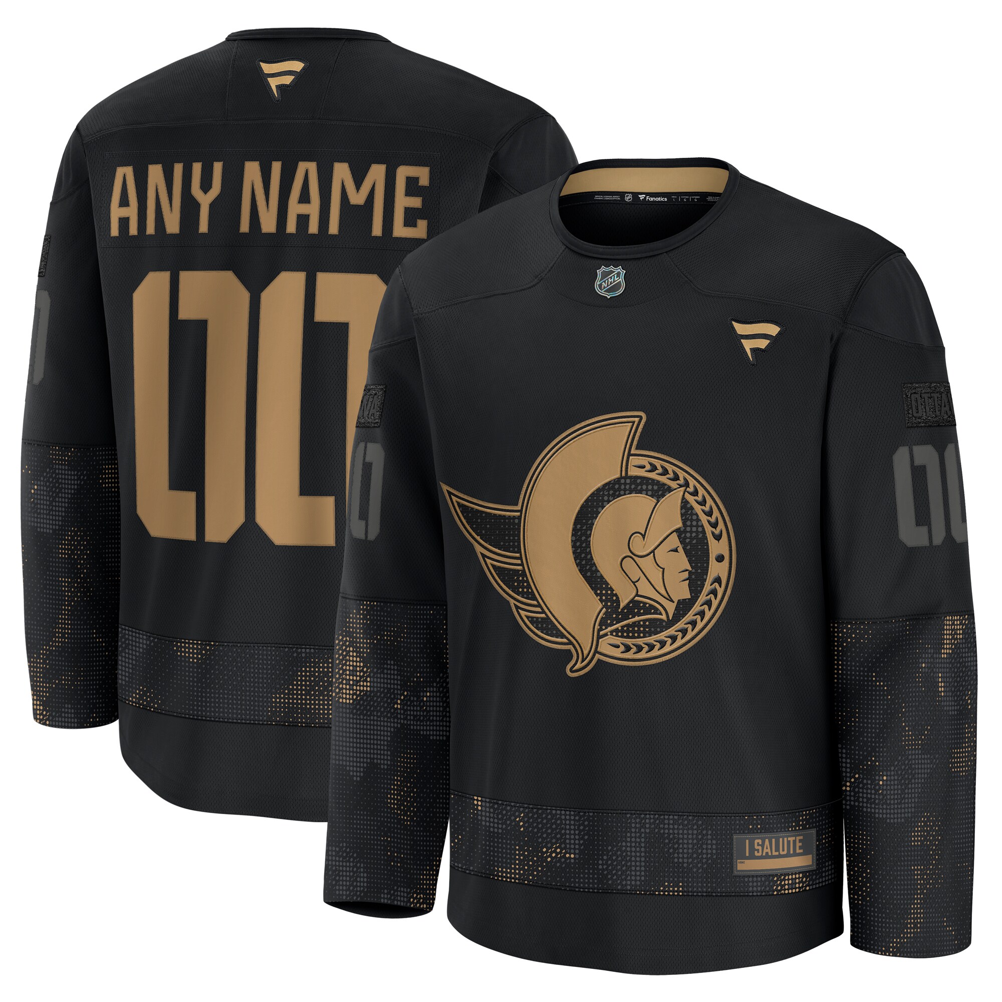 Ottawa Senators Black 2024 Military Appreciation Custom Practice NHL Jersey Men's