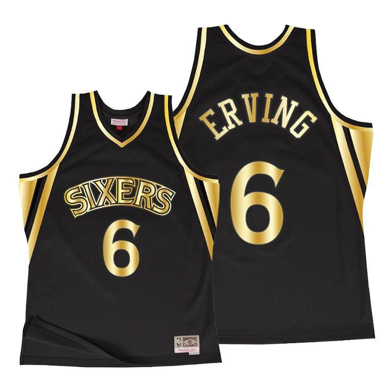 Julius Erving 6 Philadelphia 76ers Throwback 90s Black NBA Jersey Men's