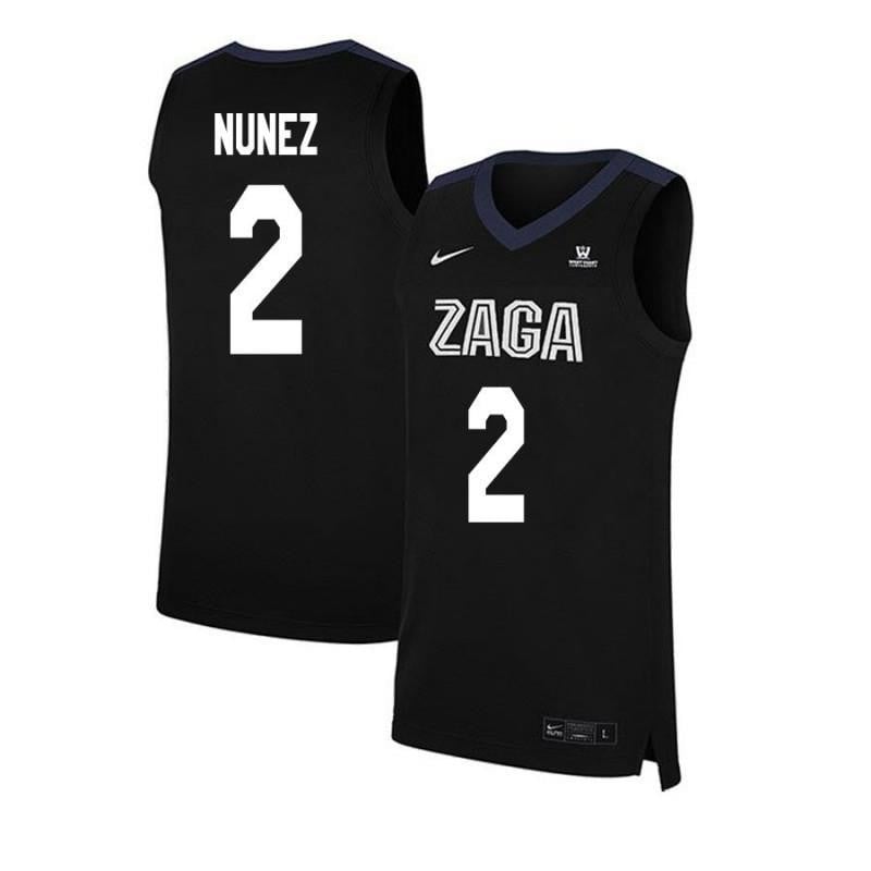 2 Angel Nunez Black Elite Gonzaga Bulldogs NCAA Jersey Men's