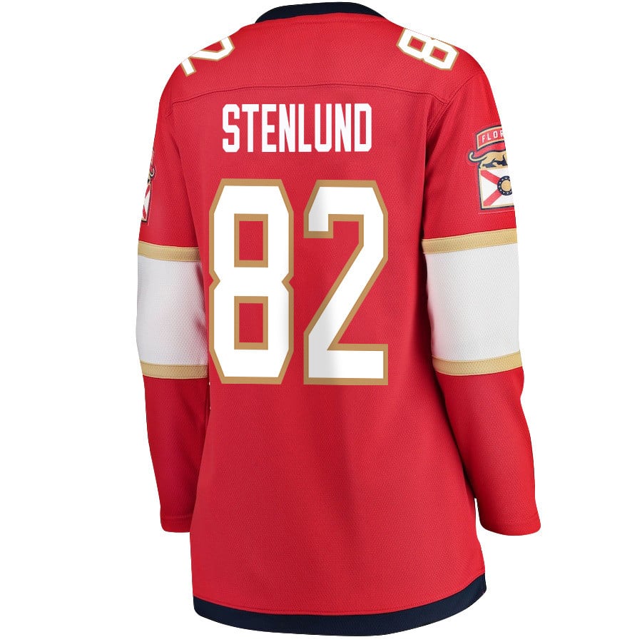 Kevin Stenlund 82 Florida Panthers 2024 STANLEY CUP Final Home Breakaway Red NHL Jersey Women's