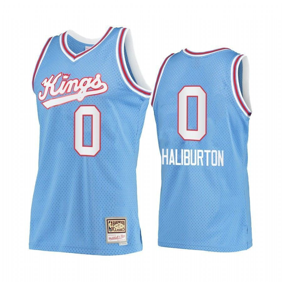 Tyrese Haliburton 0 Sacramento Kings Blue Hardwood Classics NBA Jersey Men's
