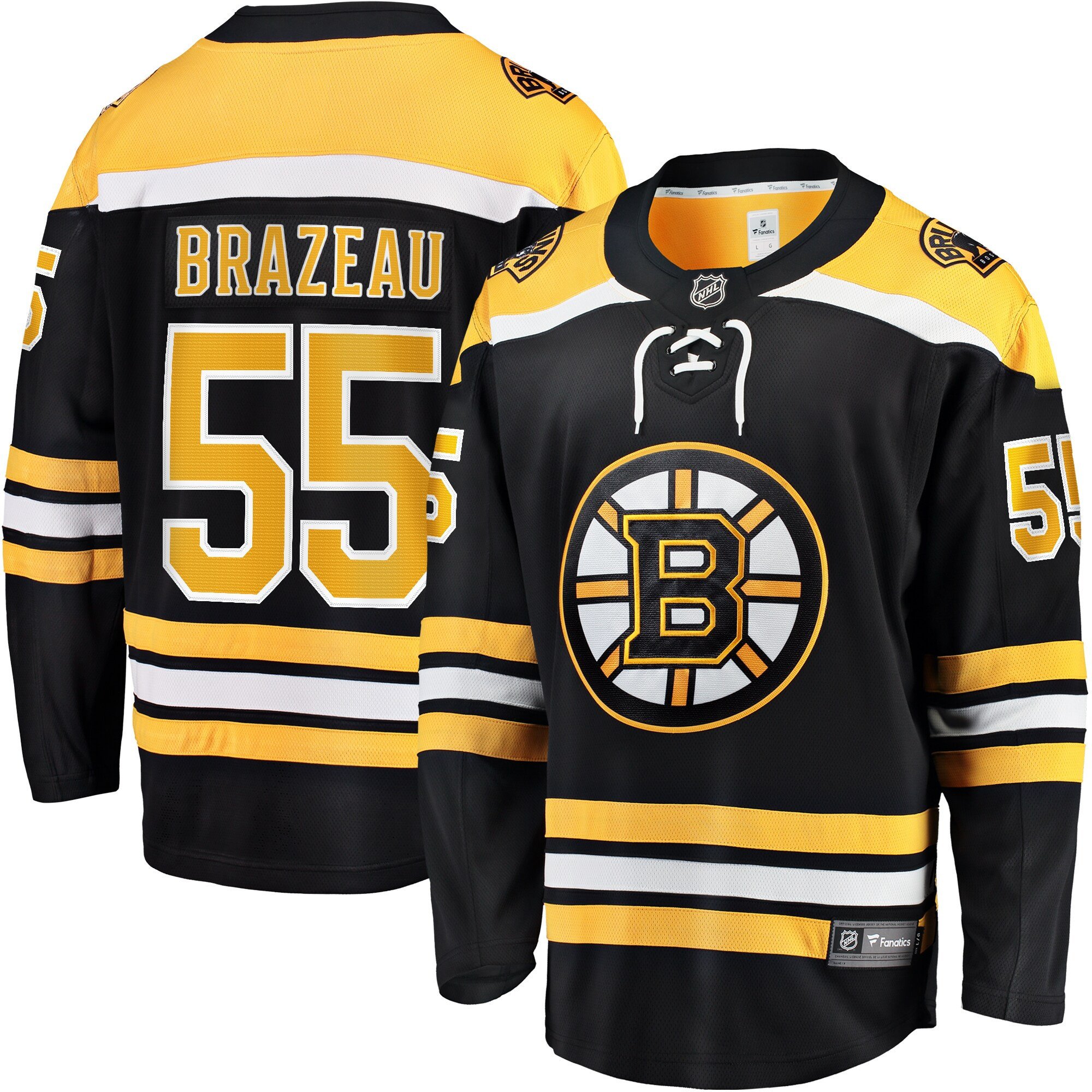 Justin Brazeau 55 Boston Bruins Breakaway Home Black NHL Jersey Men's