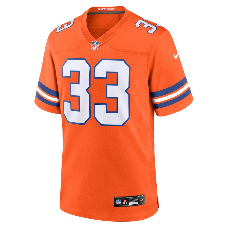 Javonte Williams 33 Denver Broncos Mile High Collection 1977 Throwback Player Game Orange NFL Jersey Men's