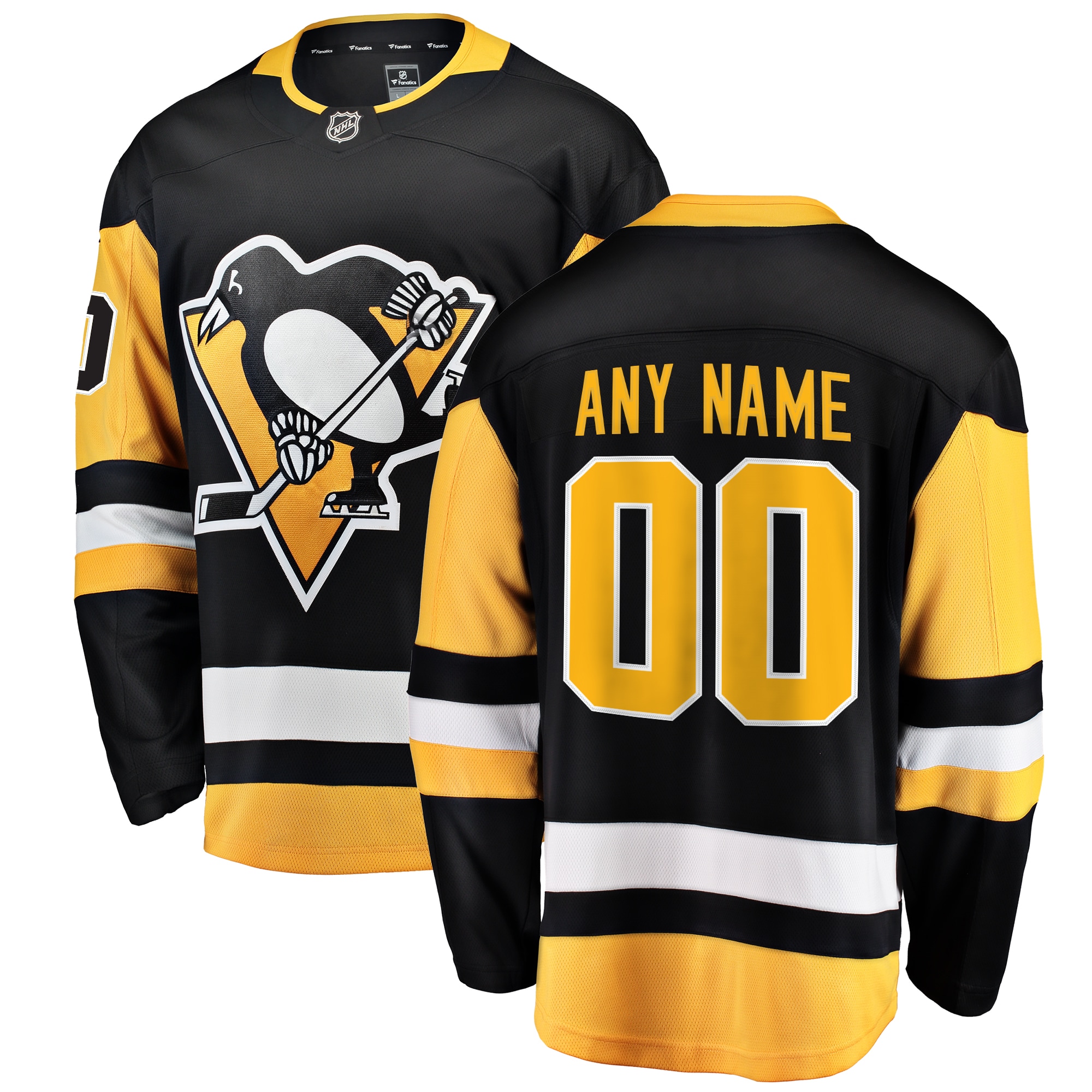 Pittsburgh Penguins Black Home Breakaway Custom NHL Jersey Men's
