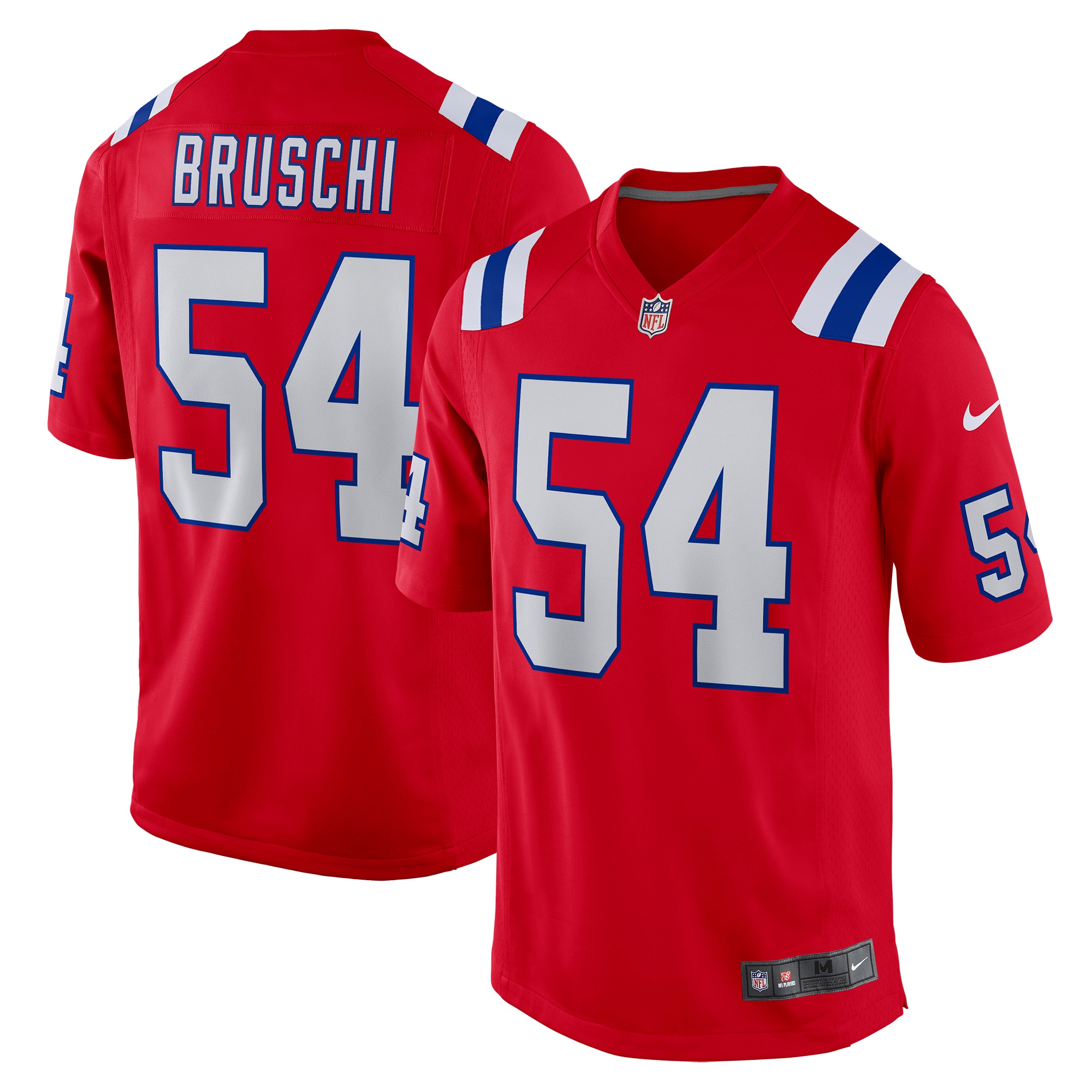 New England Patriots Tedy Bruschi Red Retired Player Alternate Game NFL Jersey Men's
