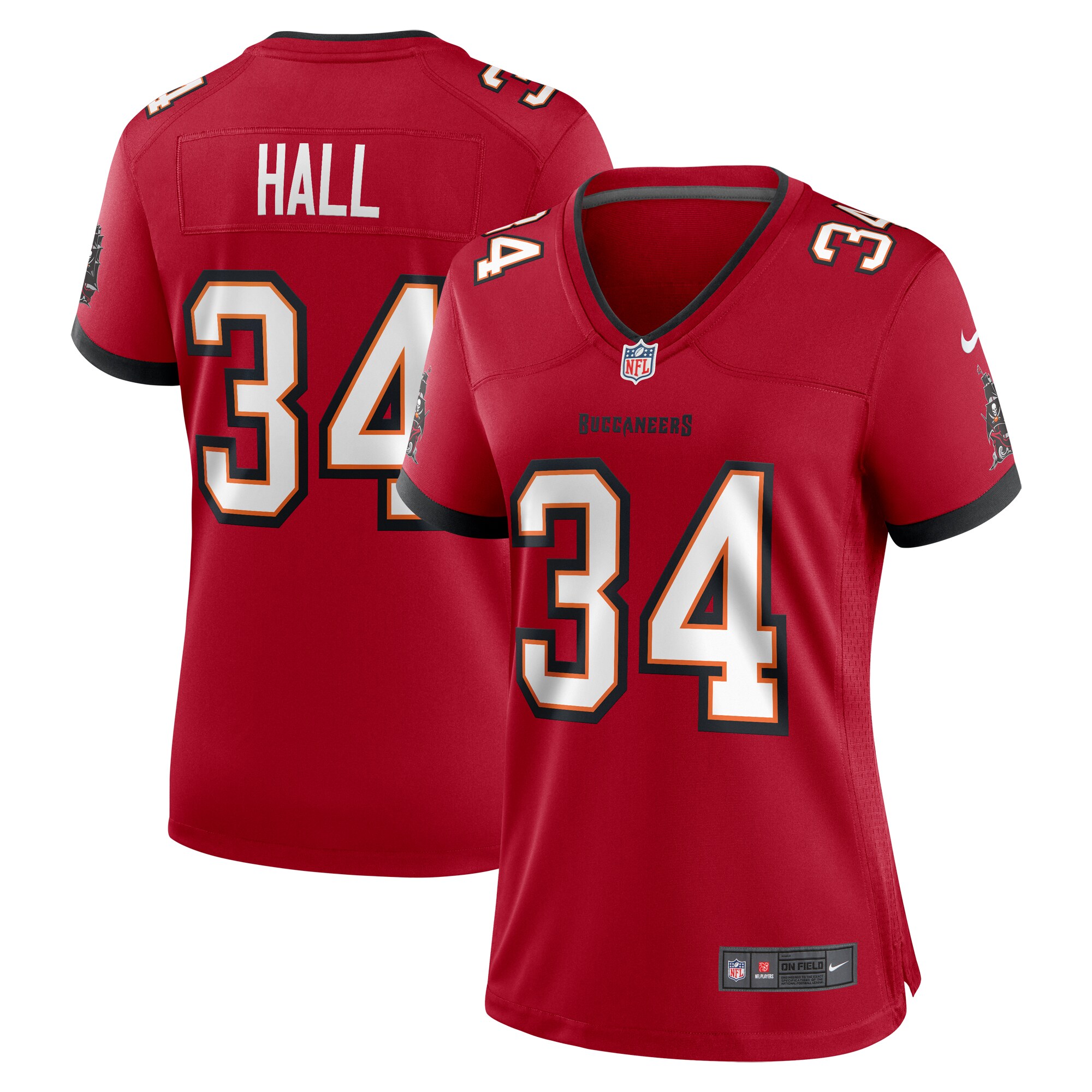 Tampa Bay Buccaneers Bryce Hall Red Team Game NFL Jersey Women's