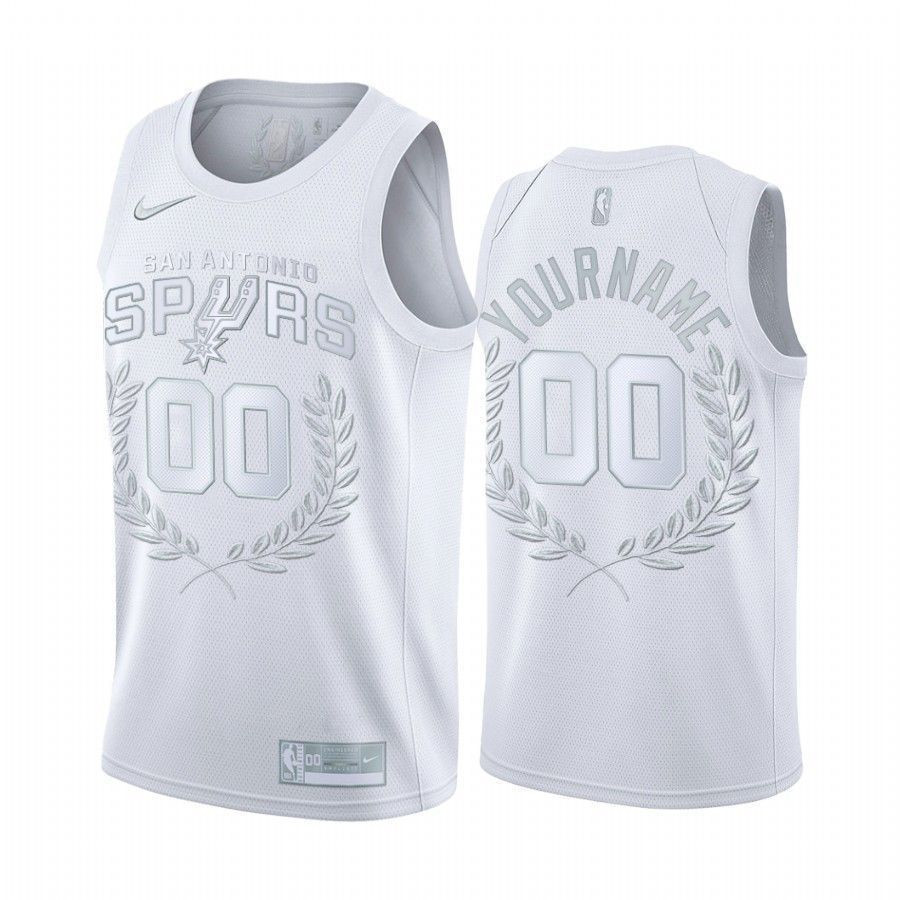 Custom 00 San Antonio Spurs White Glory Awards NBA Jersey Men's
